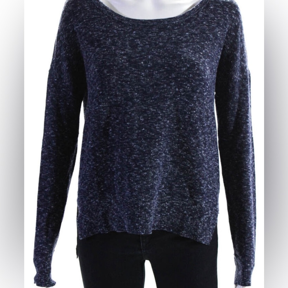 Rag & Bone/Knit Scoop Neck Lightweight, Dk Blue Marled Low-High, Side Split, S - Picture 8 of 11